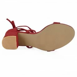 Allegra K Women's Lace Up Mid Chunky Heeled Sandals 62 Allegra K Women's Lace Up Mid Chunky Heeled Sandals