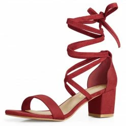 Allegra K Women's Lace Up Mid Chunky Heeled Sandals 58 Allegra K Women's Lace Up Mid Chunky Heeled Sandals