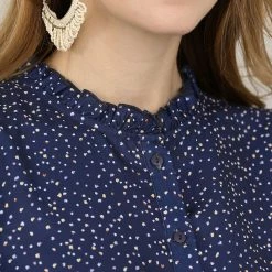 Women Allegra K Dot Print Ruffle Sleeve Button Up Top 83 Women Allegra K Dot Print Ruffle Sleeve Button Up Top