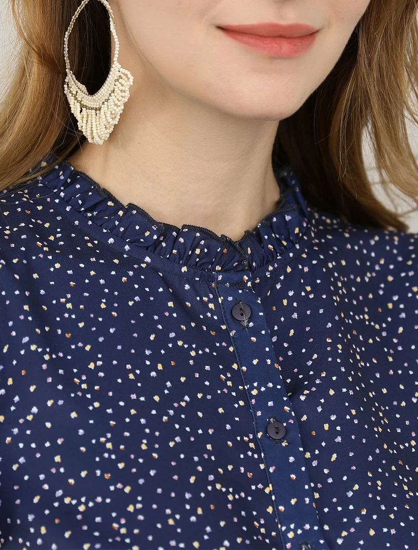 Women Allegra K Dot Print Ruffle Sleeve Button Up Top 41 Women Allegra K Dot Print Ruffle Sleeve Button Up Top