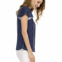 Women Allegra K Dot Print Ruffle Sleeve Button Up Top 86 Women Allegra K Dot Print Ruffle Sleeve Button Up Top