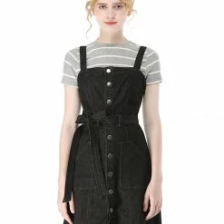 Women Allegra K Classic Adjustable Strap A-Line Overall Denim Dress 75 Women Allegra K Classic Adjustable Strap A-Line Overall Denim Dress