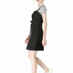 Women Allegra K Classic Adjustable Strap A-Line Overall Denim Dress 77 Women Allegra K Classic Adjustable Strap A-Line Overall Denim Dress
