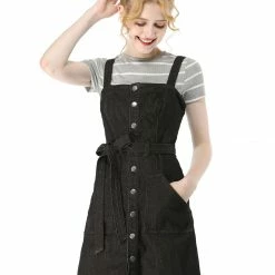 Women Allegra K Classic Adjustable Strap A-Line Overall Denim Dress 74 Women Allegra K Classic Adjustable Strap A-Line Overall Denim Dress