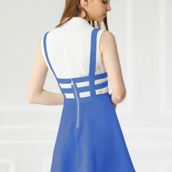 Allegra K Women Elastic Waist Cut Out A Line Mini Suspender Skirt Clothing