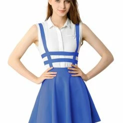 Allegra K Women Elastic Waist Cut Out A Line Mini Suspender Skirt Clothing