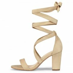 Allegra K Women's Crisscross Lace Up Mid Block Heels Sandals 58 Allegra K Women's Crisscross Lace Up Mid Block Heels Sandals