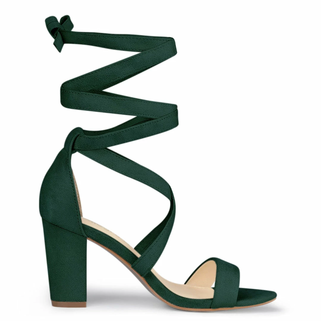 Allegra K Women's Crisscross Lace Up Mid Block Heels Sandals 16 Allegra K Women's Crisscross Lace Up Mid Block Heels Sandals