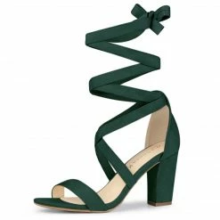 Allegra K Women's Crisscross Lace Up Mid Block Heels Sandals 45 Allegra K Women's Crisscross Lace Up Mid Block Heels Sandals