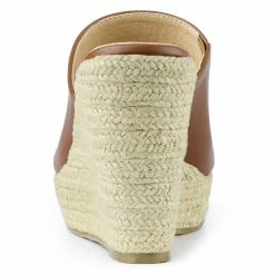 Allegra K Women Open Toe Espadrille Wedge Heel Platform Mules