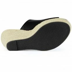 Allegra K Women Open Toe Espadrille Wedge Heel Platform Mules