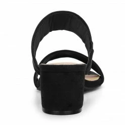 Allegra K Women's Block Heel Dual Straps Slide Sandals