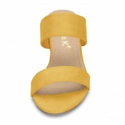 Allegra K Women's Block Heel Dual Straps Slide Sandals