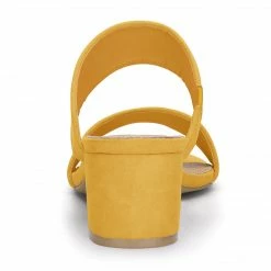 Allegra K Women's Block Heel Dual Straps Slide Sandals