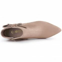 Allegra K Women's Point Toe Bow Stiletto Heel Ankle Boots Shoes