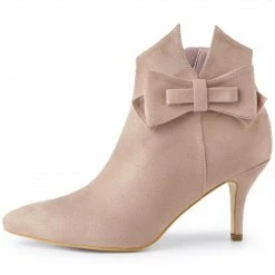 Allegra K Women's Point Toe Bow Stiletto Heel Ankle Boots Shoes
