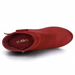 Allegra K Women's Round Toe Block Heel Boots Ankle Booties Shoes