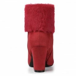 Allegra K Shoes Women's Faux Fur Round Toe Block Heel Snow Ankle Boots