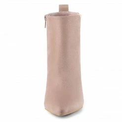 Allegra K Women's Pointed Toe Zipper Block Heels Ankle Boots