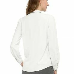 Allegra K Tie Neck Contrast Color Button Down Long Sleeves Shirt 56 Allegra K Tie Neck Contrast Color Button Down Long Sleeves Shirt