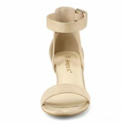 Allegra K Women's Ankle Strap Block Low Heel Sandals Shoes