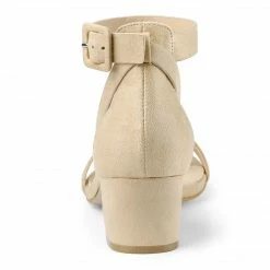 Allegra K Women's Ankle Strap Block Low Heel Sandals Shoes