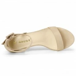 Allegra K Women's Ankle Strap Block Low Heel Sandals Shoes