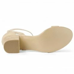 Allegra K Women's Ankle Strap Block Low Heel Sandals Shoes