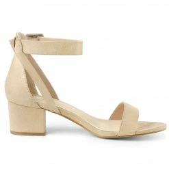 Allegra K Women's Ankle Strap Block Low Heel Sandals Shoes