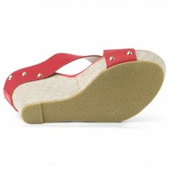 Allegra K Dys3308-3 Women Open Toe Linen Platform Slide Wedge Sandals Shoes