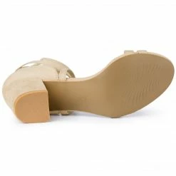 Allegra K Women's Open Toe Color Block Heel Lace Up Sandals