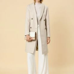 Allegra K Wool-Blend Shawl Collar Double Breasted Overcoat With Flap Pockets