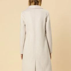 Allegra K Wool-Blend Shawl Collar Double Breasted Overcoat With Flap Pockets