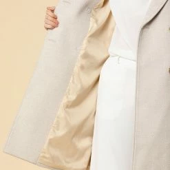 Allegra K Wool-Blend Shawl Collar Double Breasted Overcoat With Flap Pockets