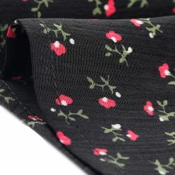 Allegra K Floral Bow Tie V Neck Shorts Sleeves Ruffle Dress Women