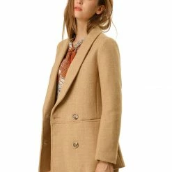 Allegra K Wool-Blend Shawl Collar Short Peacoat With Front Pockets Women