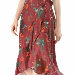 Allegra K Women Ruffle Skirt Tie Waist High Low Floral Wrap Skirt 40 Allegra K Women Ruffle Skirt Tie Waist High Low Floral Wrap Skirt