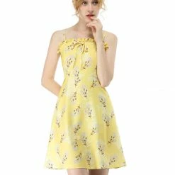 Allegra K Spaghetti Straps Ruffled Square Neck Floral Dress Women 18 Allegra K Spaghetti Straps Ruffled Square Neck Floral Dress Women