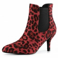 Allegra K Shoes Women's Pointed Toe Low Stiletto Heel Ankle Chelsea Boots