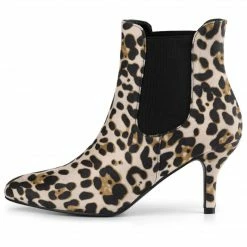 Allegra K Shoes Women's Pointed Toe Low Stiletto Heel Ankle Chelsea Boots