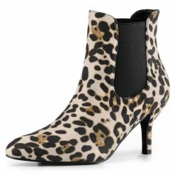 Allegra K Shoes Women's Pointed Toe Low Stiletto Heel Ankle Chelsea Boots
