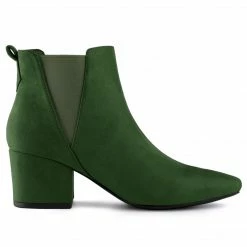 Allegra K Women's Pointed Toe Block Heel Ankle Chelsea Boots