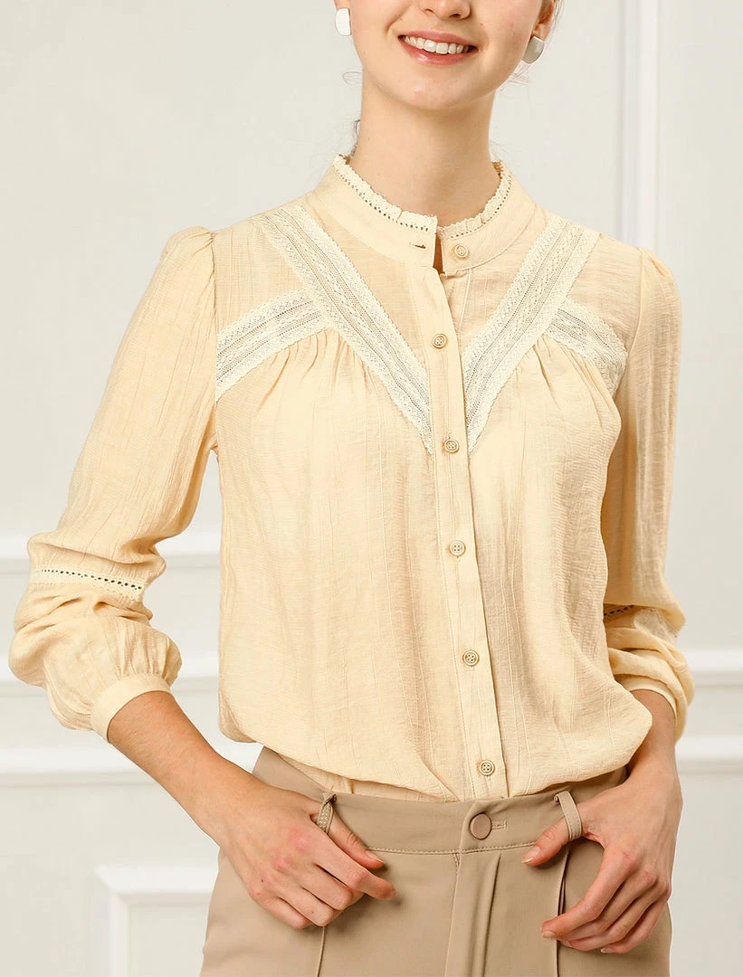 Allegra K Long Sleeve Button Down Shirt 5 Allegra K Long Sleeve Button Down Shirt