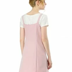 Allegra K Women's Zip Front Straight Bib Pinafore Short Overall Dress
