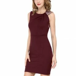 Allegra K Sleeveless Metallic Shiny Ruched Bodycon Dress 17 Allegra K Sleeveless Metallic Shiny Ruched Bodycon Dress