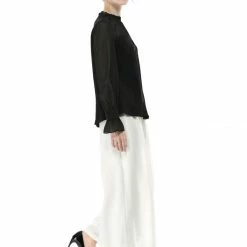 Allegra K Women's Chiffon Insert Long Sleeve Elegant Ruffled Trim Blouse Tops 43 Allegra K Women's Chiffon Insert Long Sleeve Elegant Ruffled Trim Blouse Tops