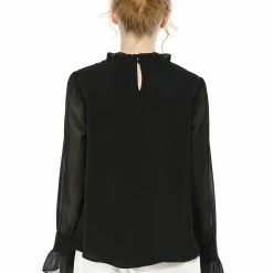 Allegra K Women's Chiffon Insert Long Sleeve Elegant Ruffled Trim Blouse Tops 44 Allegra K Women's Chiffon Insert Long Sleeve Elegant Ruffled Trim Blouse Tops
