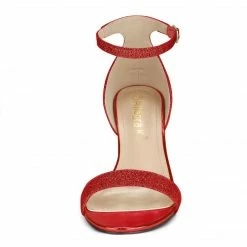 Allegra K Shoes Women's Glitter Ankle Strap Stiletto Heel Sandals