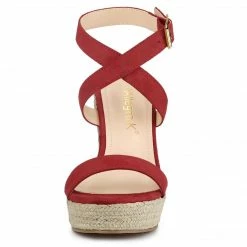 Allegra K Women's Slingback Crisscross Espadrille Wedge Heel Sandals Shoes