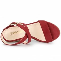 Allegra K Women's Slingback Crisscross Espadrille Wedge Heel Sandals Shoes